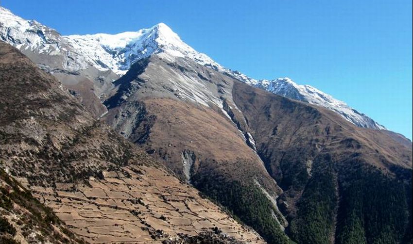 Pisang Peak from Manang Valley in the Annapurna Region of the Nepal Himalaya