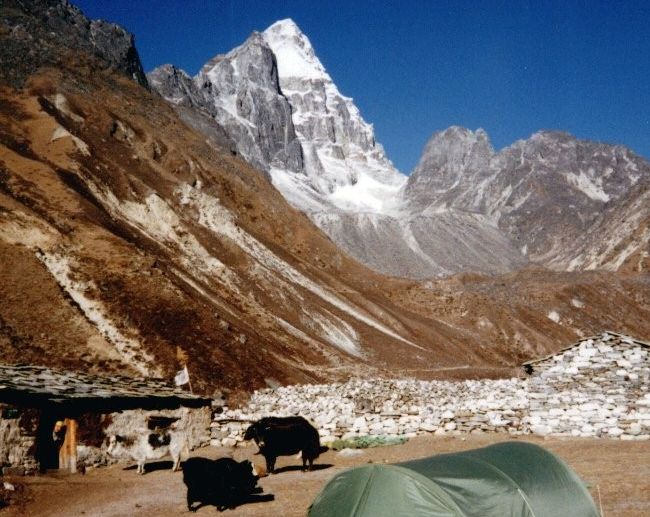 Mount Cholatse from Na Village in Gokyo Valley