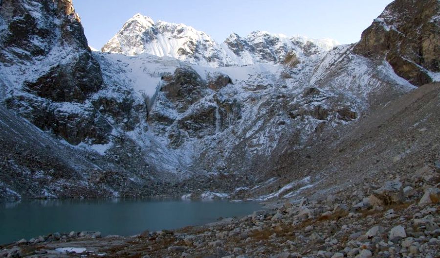 North Side of Tilman's Pass above glacier lake