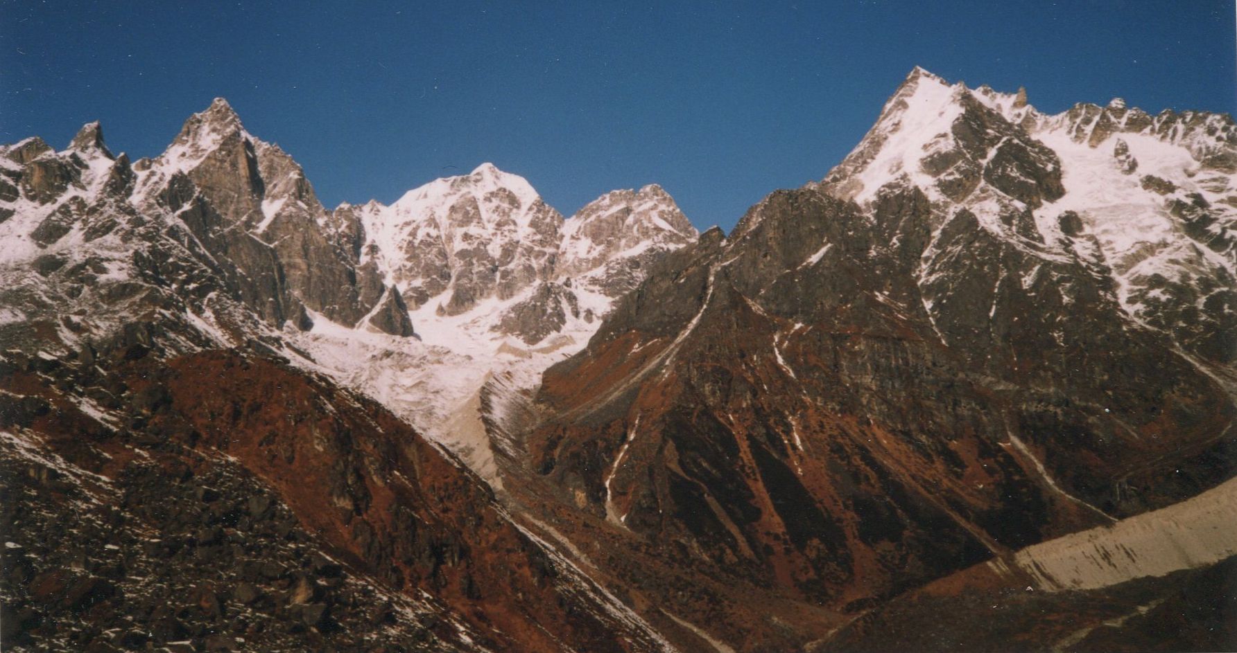 Balephi Glacier beneath Mt.Urkinmang in the Jugal Himal