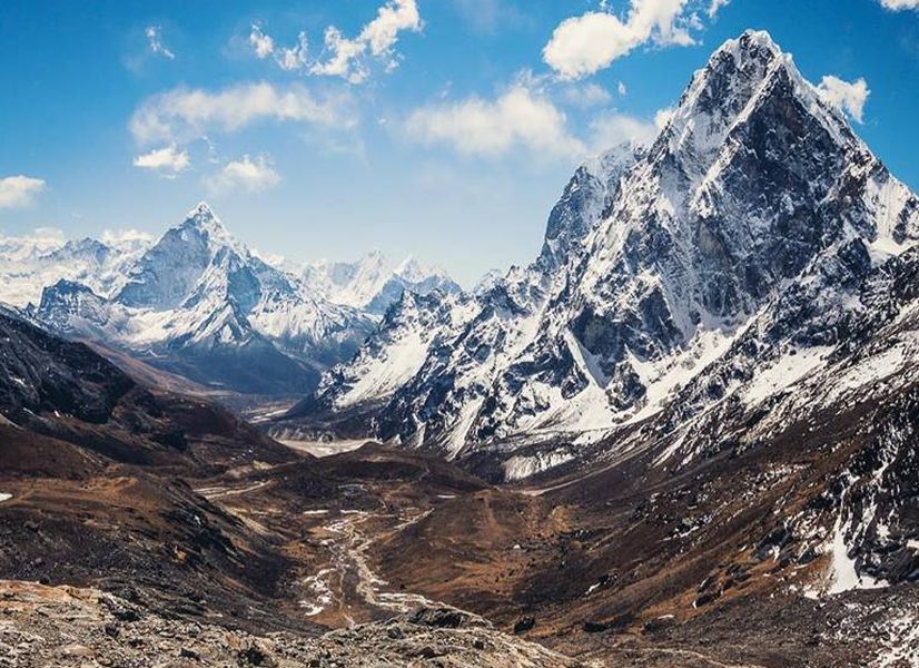 Ama Dablam and Cholatse on route from Lobuje to Dzongla and Gokyo Valley via Chola La