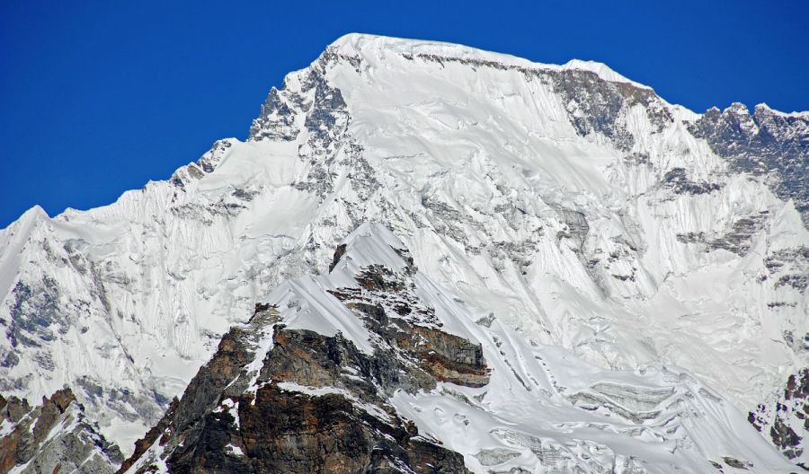 Cho Oyu from summit of Kongma La above the Khumbu Glacier