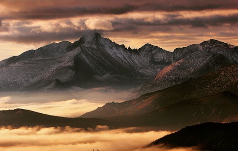 Longs Peak in the Colorado Rockies from Trail Ridge in Rocky Mountain National Park