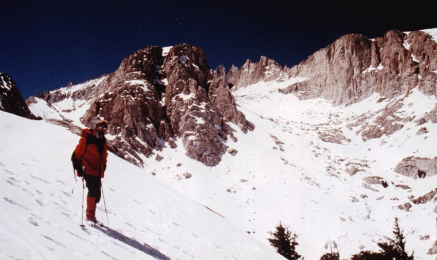 Mt. Whitney on springtime ascent to the Crest of the Sierra Nevada