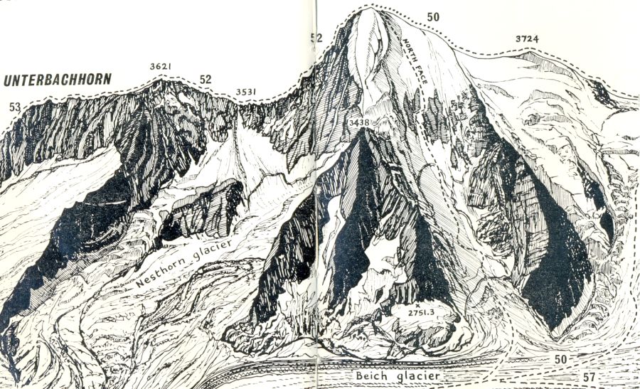 Ascent Routes on the Nesthorn in the Bernese Oberlands of Switzerland