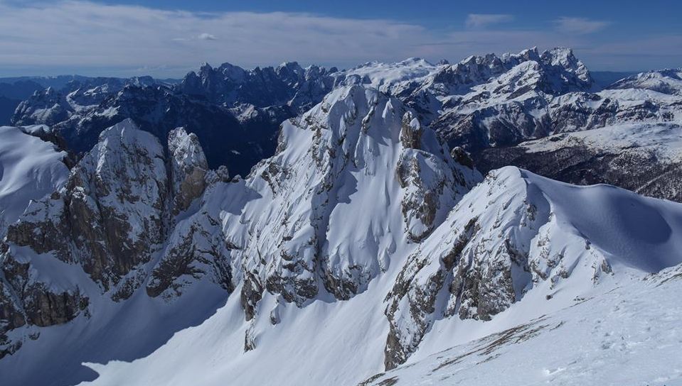 View from Sasso Vernale in the Marmolada Group of the Italian Dolomites