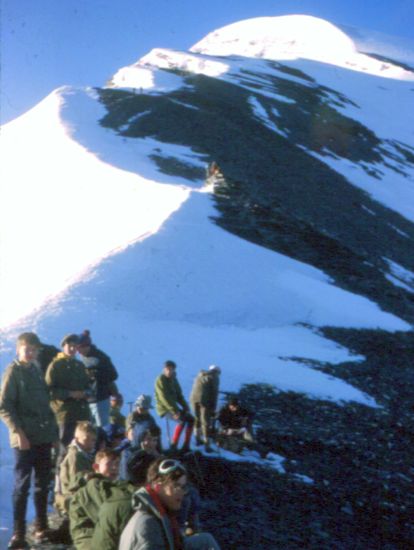 On ascent of Rinderhorn in the Bernese Oberlands of Switzerland