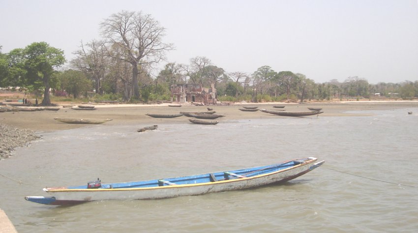 Canoes at waterfront at Albreda