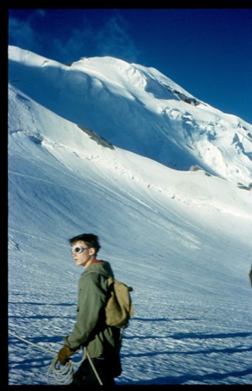 On ascent of Morgenhorn in the Bernese Oberlands of the Swiss Alps