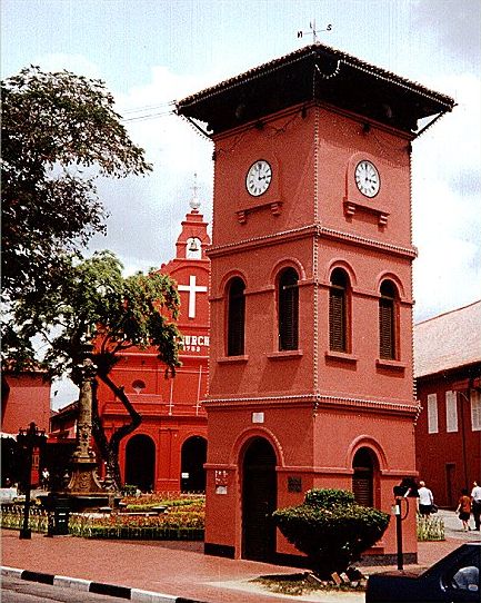 Clock Tower in front of Christ Church in Malacca