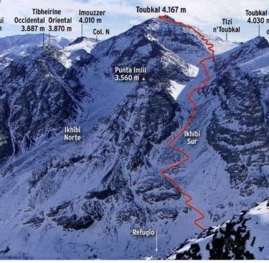 Normal Ascent Route ( South Cirque / Cwym ) on Djebel Toubkal in the High Atlas