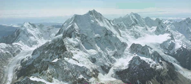 Mt. Cook and Mt. Tasman in the Southern Alps of New Zealand