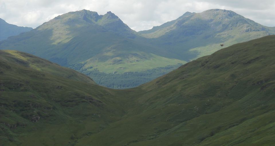 Ben Arthur ( The Cobbler ) and Beinn Narnain on descent from Beinn Bhreac