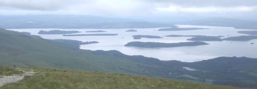 Islands in Loch Lomond on ascent of Ben Lomond