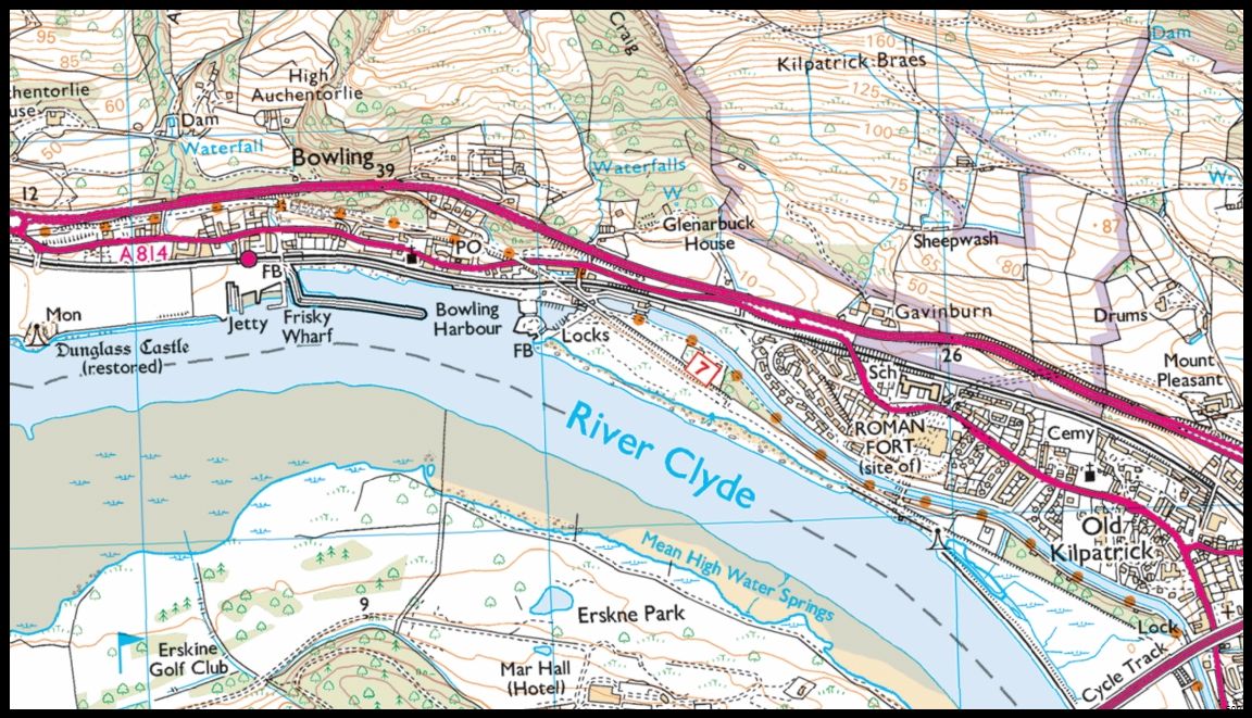 Map of Forth and Clyde Canal at Bowling Basin