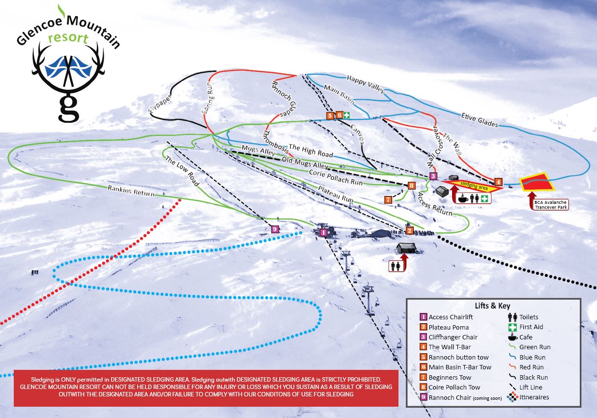 Ski Runs on Meall a Bhuiridh in Glencoe