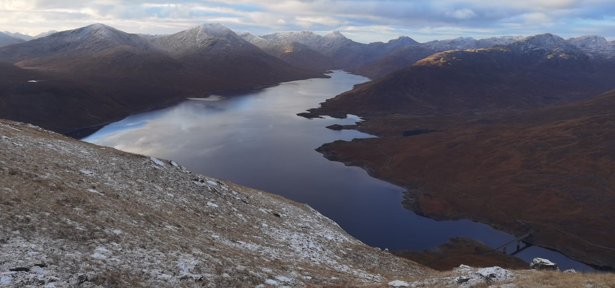 Sgurr Mor and Sgurr na Ciche across Loch Quoich from Gleouraich