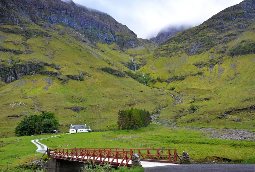 Bridge over River Coe at Achnambeithach beneath East Face of Aonach Dubh