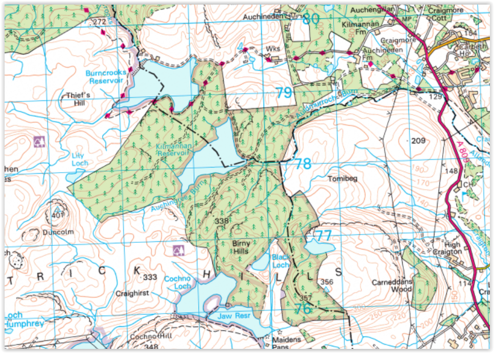 Map of Kilmannan Reservoir