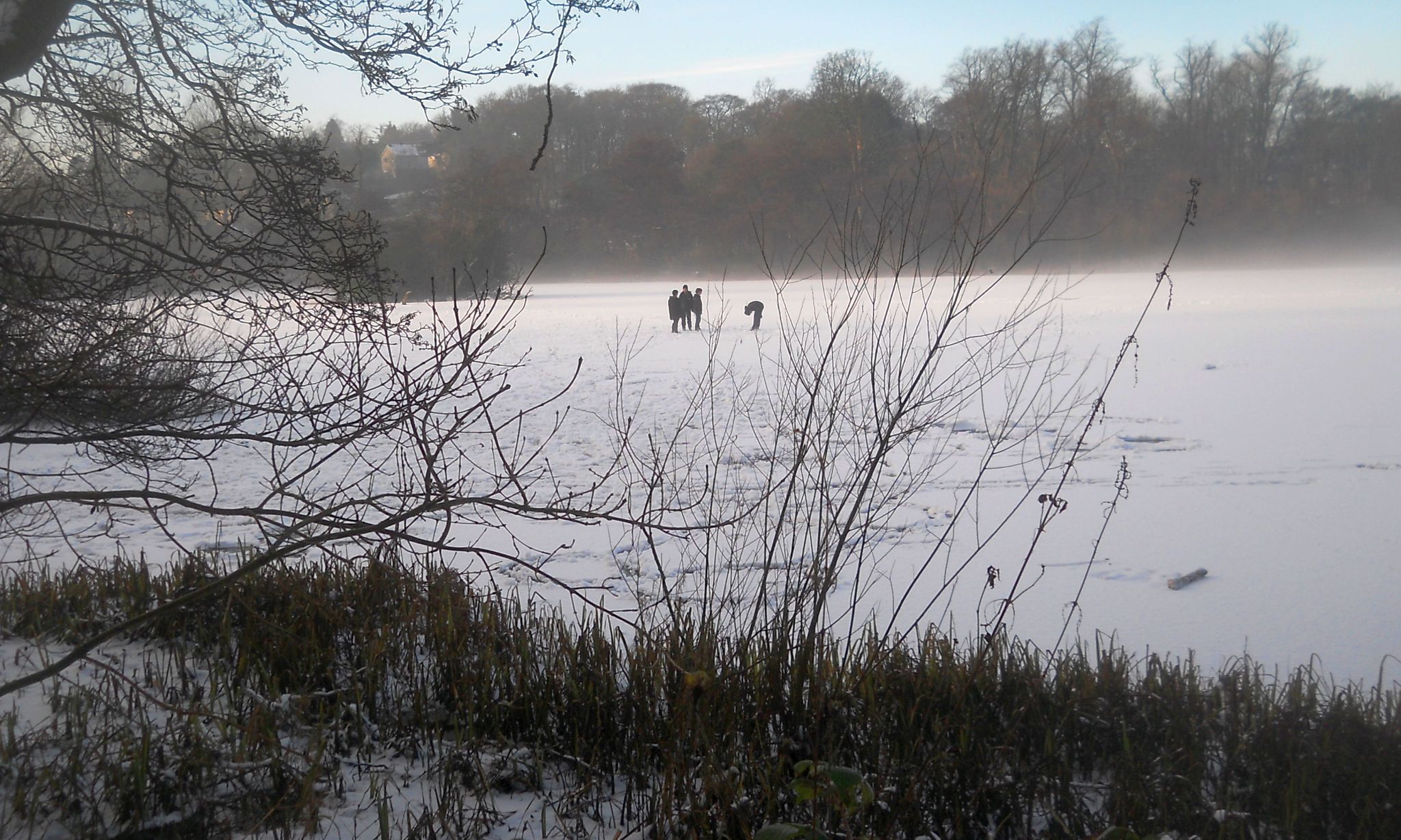 Winter snow scene at Kilmardinny Loch in Bearsden