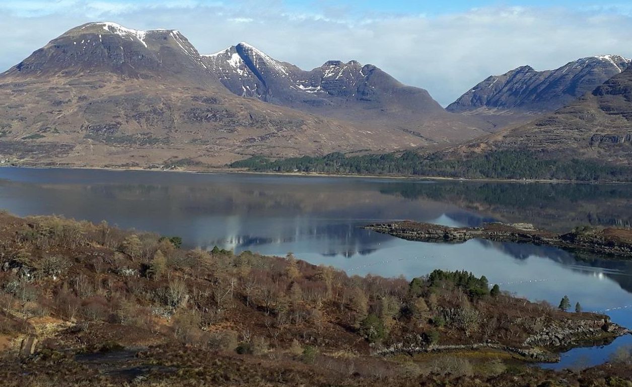 Beinn Alligin and Beinn Dearg across Loch Torridon in NW Highlands of Scotland