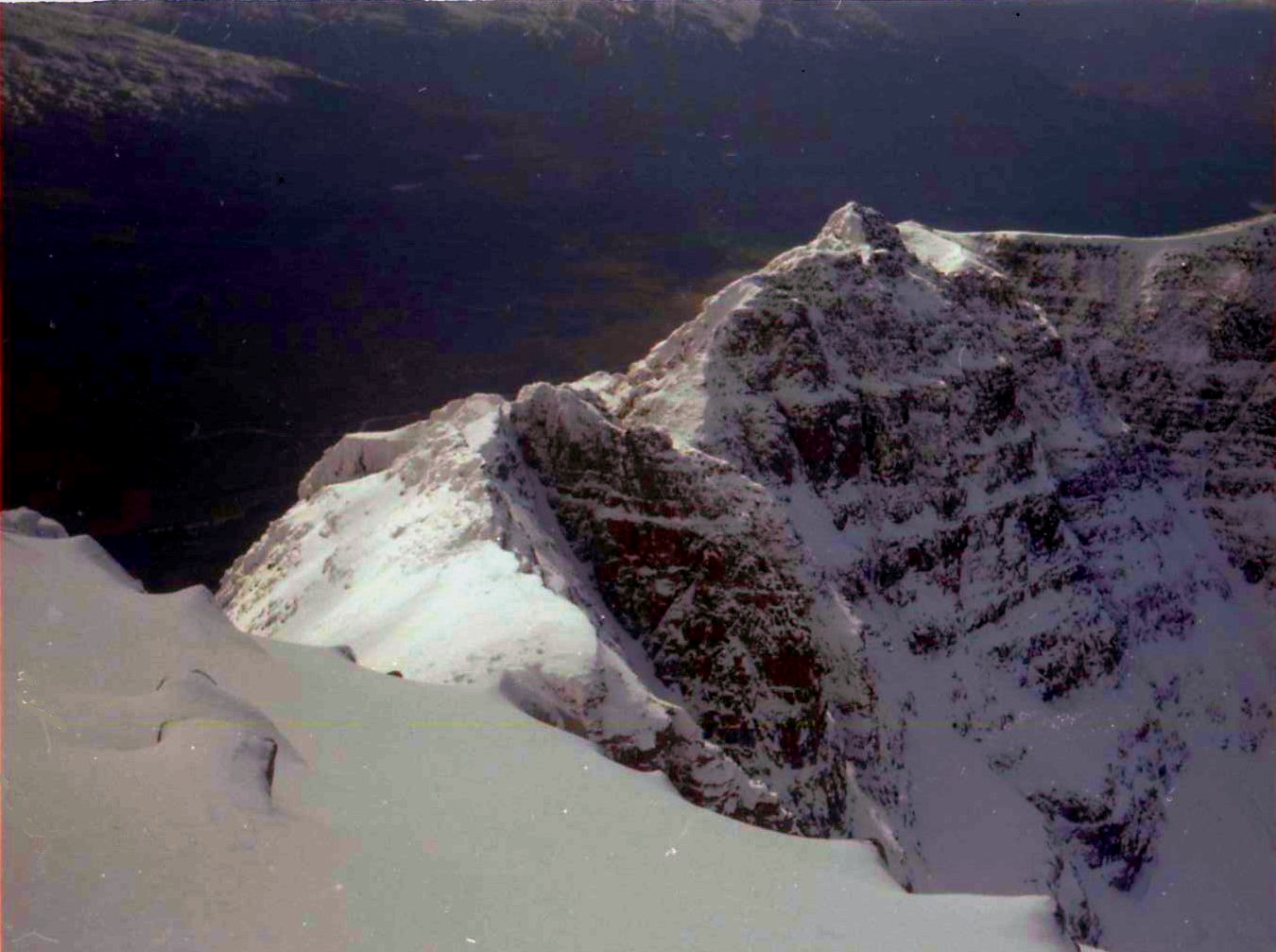 Snow-bound Summit Ridge of Liathach in the Torridon region of the North West Highlands of Scotland