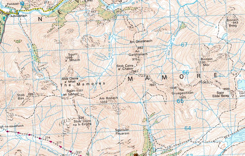 Map of the Mamores