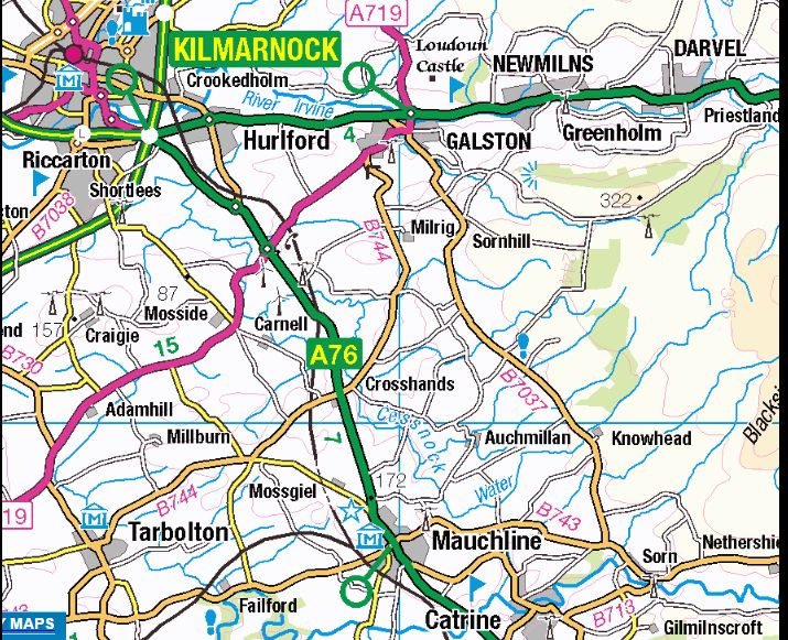 Location Map of Darvel and Newmilns