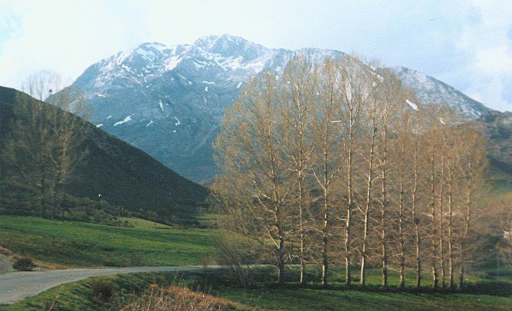 Approach from the south to the Picos de Europa in the Cantabrian Mountains of North West Spain