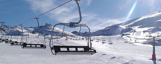 Ski Slopes at Solynieve in the Sierra Nevada in Southern Spain