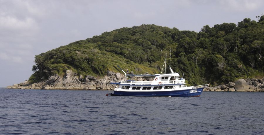 A dive boat at the Similan Islands National Marine Park