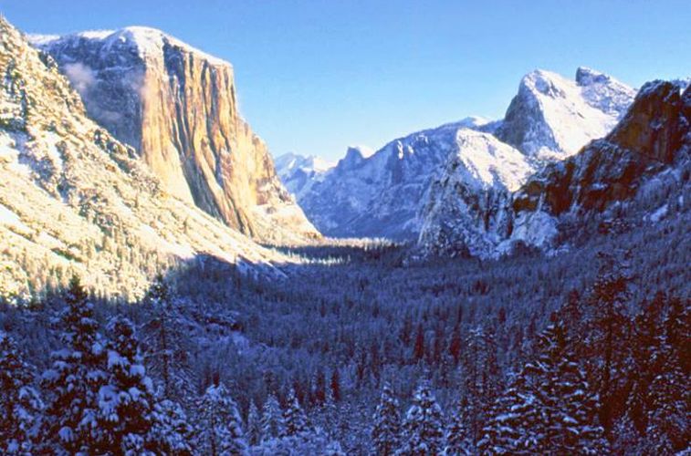 El Capitan and the "Three Brothers" in Yosemite National Park